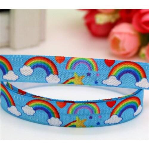 DHK 5/8'' Free shipping rainbow printed Fold Elastic FOE headband headwear hairband decoration wholesale OEM S604