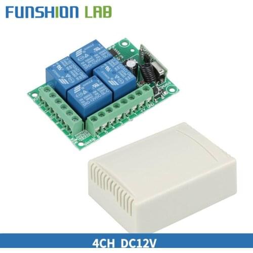 FUNSHION 433Mhz Universal Wireless Remote Control Switch DC 12V 4 CH RF Relay Receiver Module For Smart Home Garage Gate 433 Mhz