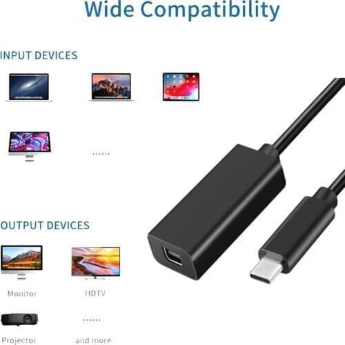 4K USB C To Mini DP 60Hz USB 3.1 Type C To Mini Display Port Adapter Cable Thunderbolt 3 To Mini DP Converter For MacBook Pro