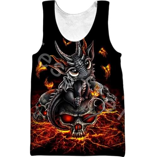 Tessffel Crazy Skull Tattoo Camo 3D Printed Fashion Summer Mens Vest Harajuku Casual Samurai Mask Tank Top Streetwear Style-S33