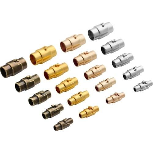 5set Copper Round Strong Magnetic Clasps For Leather Cord Bracelets Necklace 3 4 5 6 8mm End Connectors Jewelry Making Supplies