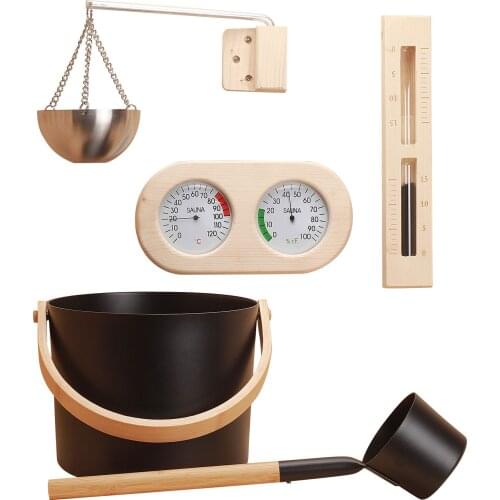 Sauna Equipment Set Wooden Barrel Temperature And Humidity Meter Timing Hourglass Spa Sauna Room Steam Room Sauna Accessories