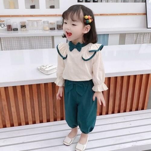 Girls suit spring and autumn girls clothes lantern long-sleeved top + bloomers 2-piece suit baby girl clothes