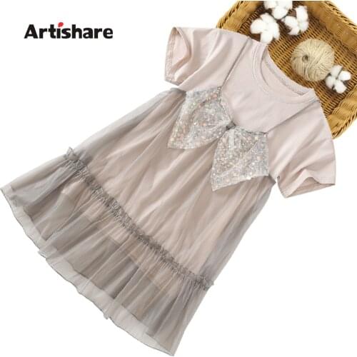 Girls Summer Clothes Big Bow Girls Clothing 2021 Newest Costumes For Girls Sequin Childrens Clothing 6 8 10 12 14