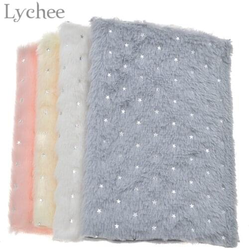 Lychee Life 1 PC A4 Stars Pattern Immitation Fur Fabric High Quality Synthetic Leather DIY Material For Handbag Belts