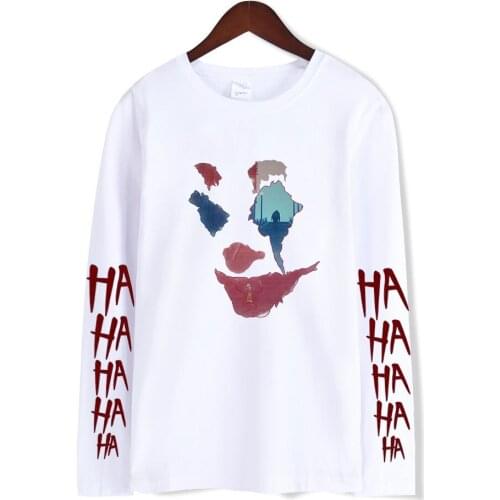 Joker 2019 mens fashion casual Long Sleeve T shirts Horror Joker new printed Streetwear Hip Hop long-sleeved Plus Size clothes