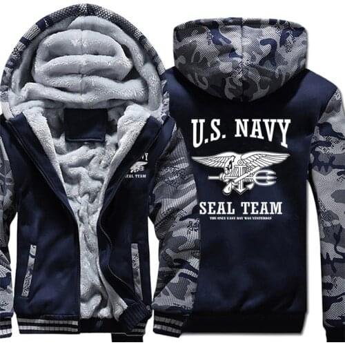 U.S. NAVY SEAL TEAM Hoodies Men Cool Thicken Winter Only Easy Day Was Yesterday Sweatshirt Pullover