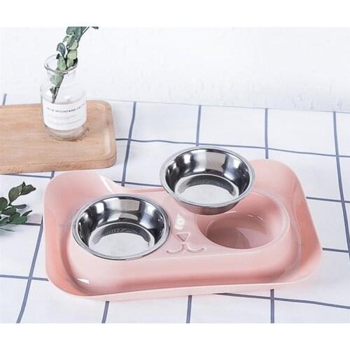 Pet Bowl Set Creative Double Bowls Stainless Steel Non-Slip Dog Cat Bowl Pet Water Food Feeder Pet Feeding Supplies For Cats Dog