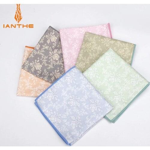 2018 Brand New Mens Fashion Cotton Flower Pocket Squares For Men Handkerchief Wedding Vintage Hanky Suits Pocket Hankies Towel