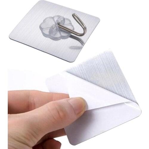 New Double Sided Adhesive Wall Hooks Waterproof Hanger Suction Cup Sucker Kitchen Strong Silver Double Sided Adhesive Wall Hooks