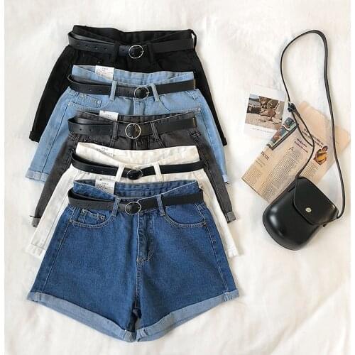 Obrix, womens outdoor clothing, sports loose summer shorts, casual style, denim belt, high waist, for women