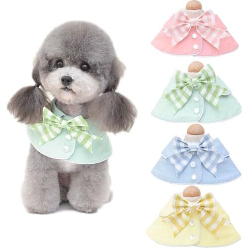 Solid Dog Bandana With Bow Tie Pink Blue Green Yellow Puppy Cat Fake Collar Dog-bandana Shawl Scarf Dogs Pets Accessories 2021
