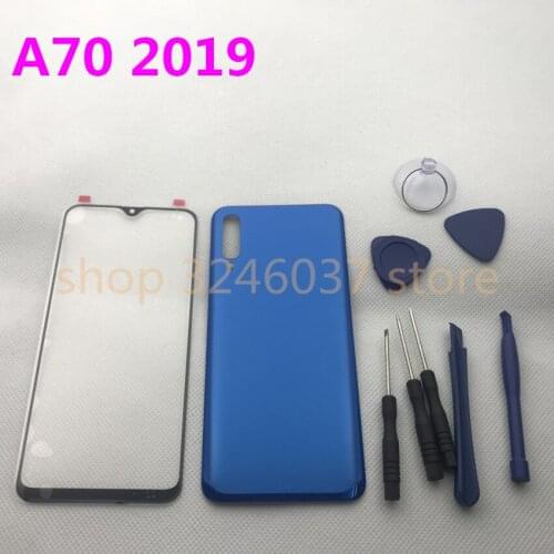 Original Front Screen Glass Lens For Samsung Galaxy A70 A705 A705F 2019 Rear Battery Cover Door Back Housing + Sticker Tools
