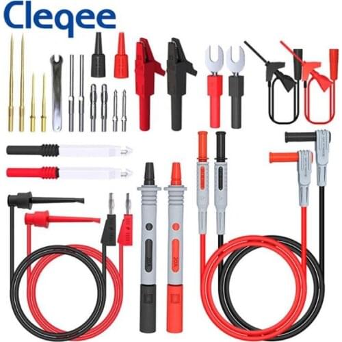 P1308D 25PCS Multimeter Silicone Test Lead Kit with Replaceable Needle Spanner Alligator Clip Multifunctional To Test Hook Cable