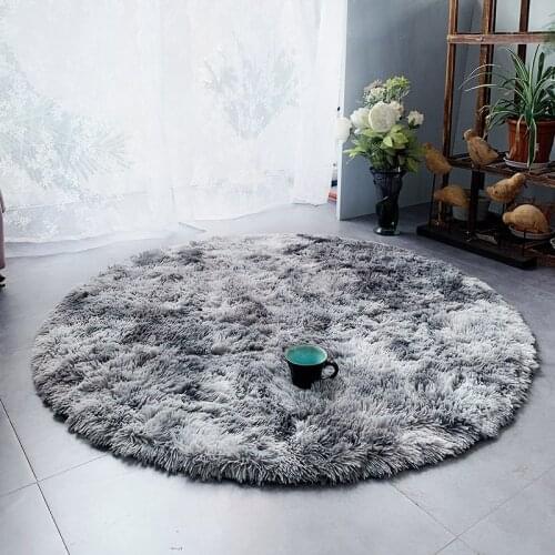 Motley Fluffy Round Carpet For Living Room Bedroom Decor Faux Fur Rugs Kids Room Long Plush Rug Shaggy Area Rug Modern Floor Mat