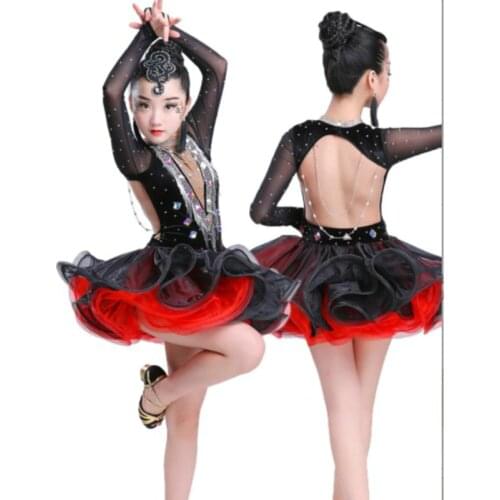 Diamond competition ballroom dance dresses Latin For Girls Cha Cha Dress Dancing Dress Competition Dancewear Kids Kid Costumes
