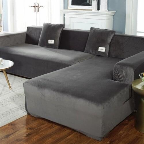 Plush Sofa Cover Velvet Elastic Leather Corner Sectional For Living Room Couch Covers Set Armchair Cover L Shape Seat Slipcover