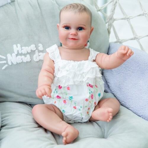 50CM Full Body Silicone Reborn Toddler Girl Maddie High Quality Hand-detailed Painting Doll with 3D Visible Veins Waterproof Toy