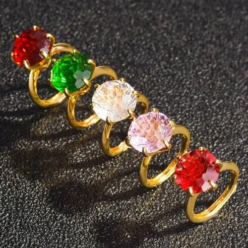 QTT Vintage Womens Resizable Ring Classic Big Multi Color CZ Gold Rings Luxury Wedding Accessories Jewelry 2021