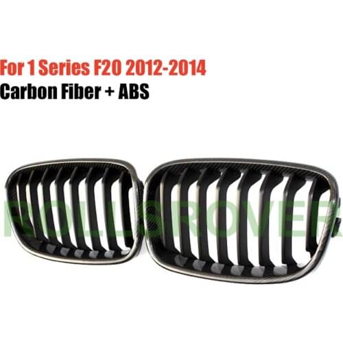 ROLLSROVER Carbon Fiber ABS Front Bumper Grille Grill For 1 Series F20 2012-2014 Single Strip Car Styling
