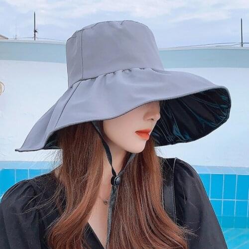 Fashion Summer Women Outdoor Sunscreen Sunshade Casual Wild Beach Sun Hat Visor Cap Technology Cloth Flat-Topped Big Brim Hat