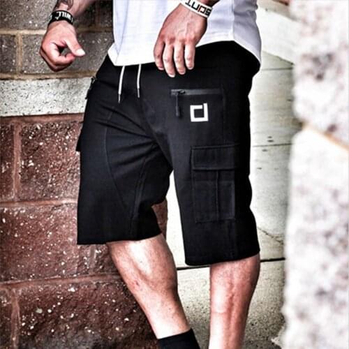 Mens Fitness Shorts Multi - Pocket Cotton Shorts Cargo Pants Male Outdoor Training Casual Fashion Street Style Pure Color Short