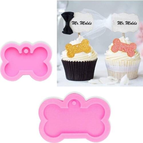 Silicone Bone Shape Pendant Resin Mold DIY Dog Tag Keychain Resin Casting Mold X7YA