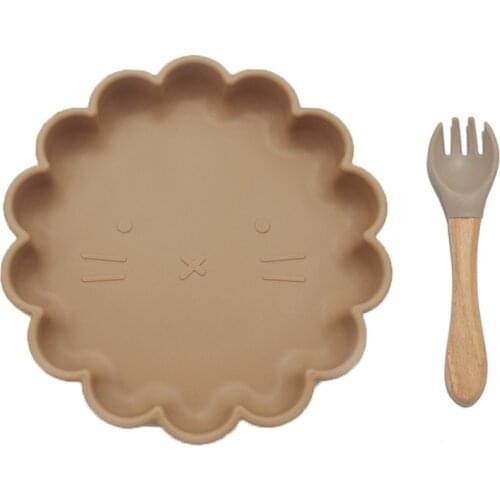 Silicone Flower Plate Baby Suction Bowl Non-Slip Tableware for Kids Food Grade Silicone Toldder Infant Dinnerware BPA Free