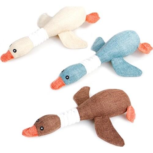 Squeakly Sound Dog Toys For Cleaning Teeth Cartoon Wild Goose Shape Pet Chewing Supplies Bite-resistant Dogs Toy