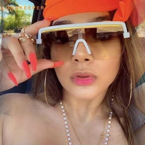 Luxury Oversized Sunglasses Women Men Vintage Flat Top Square Sun Glasses Female Semi-Rimless Eyewear UV400 Shades Gafas De Sol