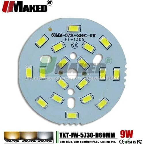 UMAKED 9W 60mm LED PCB SMD 5730 LEDs Light Installed Aluminum Lamp plate Warm/Natural/White Color for Bulb Ceilig lights DIY