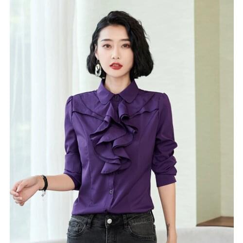 Korean sweet womens ruffle long sleeve blouse shirt new turn down collar lace bow lolita blouses preppy style blusas tops