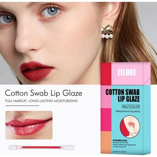 Cotton Swab Lipstick Long Lasting No Fade Lip Glaze For Women Environmental Protection Matte Cigarette Box Portable Lipstick