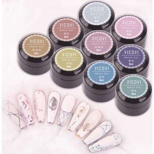 VICOVI 8ml Nail Art Metal Painted Glue Phototherapy Glue Gold Silver Brushed Glue Gel Nail Polish Glue Nail Polish Glue TSLM1
