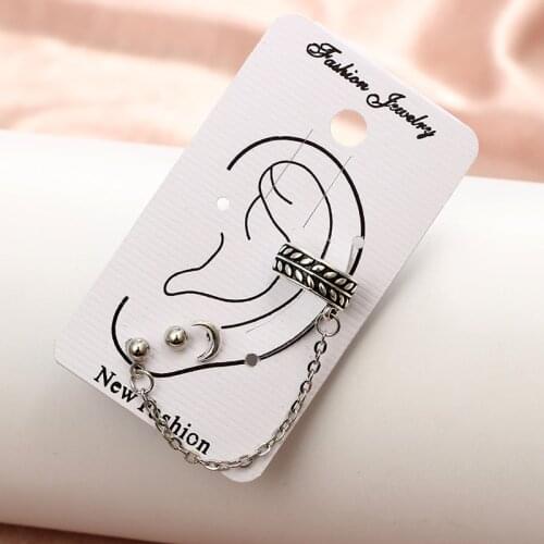Ladies Popular Stud Earrings Bohemia Italian Jewelry Vintage Earring for Women Girls 3 Pcs Retro Moon Beads Ear Gift
