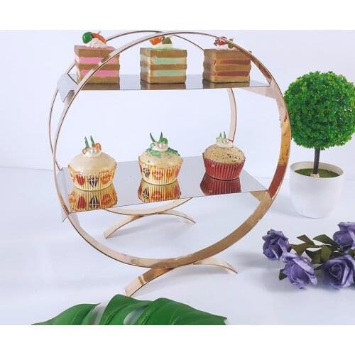 Gold Mirror Round Metal Cake Stand Birthday Party Dessert Wedding Cupcake Pedestal Display Plate Home Decor
