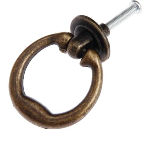 1Pc Antique Bronze Zinc Alloy Vintage Cabinet Handles Furniture Knobs Kitchen Drawer Cupboard Ring Cabinet Pulls Handles 46*36mm