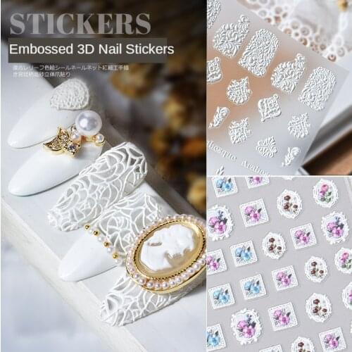 1pcs Latest 3D Relief Nail Art Sticker Retro Embossed Bohemian Style Stickers 5D Leaf Lace Nails Accesorios Decorations Manicure