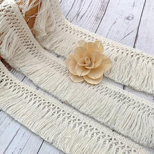 1Y 4-14CM Wide Cotton Tassel Lace Trims Fabric DIY Sewing Handmade Accessories For Women Dolls Wedding Dress