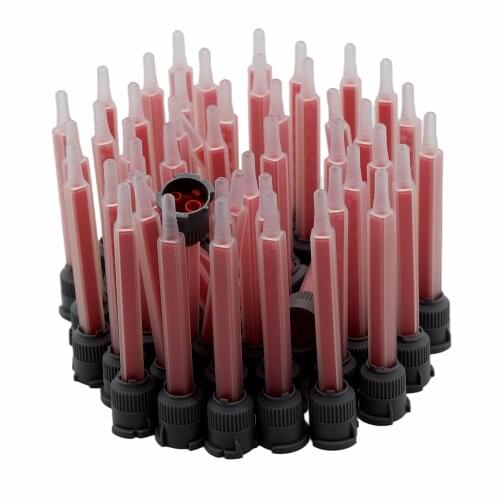 10:1 Mixing Nozzle AB Glue Mixed Tube Dual Cartridge Square Mixing Nozzle Epoxy Adhesive Applicator Static Mixer 50 Pieces Set