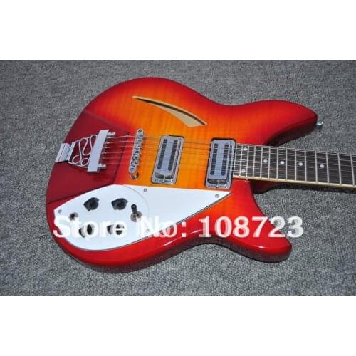 12 String Semi Hollow Cherry Burst 330 Electric Guitar With Flame Maple Top Free shipping