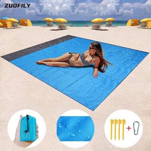 2M*2.1M Large Waterproof Sand Beach Blanket Outdoor Pocket Portable Picnic Mat Folding Camping Camping Ground Mat Sand Proof Pad