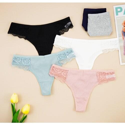 3pcs Women Cotton Panties Comfortable Sexy Panties Low-Rise Underpants Lace Hollow Out Thong Intimate Lady Panty Lingerie Femme