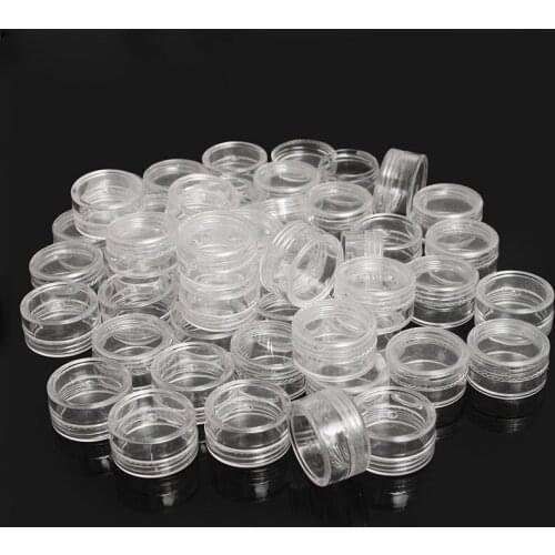 50Pcs 2.5ML Clear Plastic Jewelry Bead Storage Box Small Round Container Jars Make Up Organizer Boxes Cosmetic Portable Box