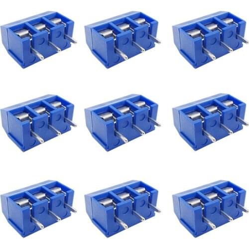 50Pcs/Lot KF301 5.0mm 3 Pin ABS Connector PCB Screw Terminal Connector Blue KF301-5.0-3P PCB Mount Terminal Block Connector