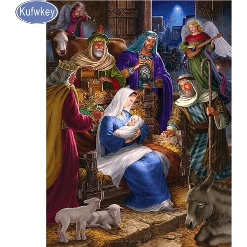 Needlework 5D Diy Diamond Painting Jesus was born,Cross Stitch,Needlework Home Decor Full Square Diamond Embroidery 3d picture