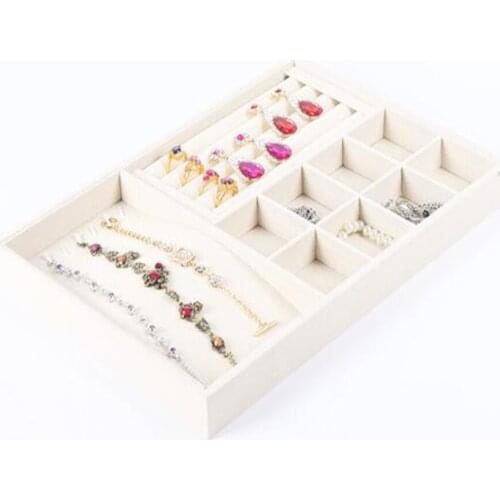 Velvet Jewelry Tray Stackable Multi-Functional Jewelry Tray Holder Showcase Display Organizer Rings Necklaces Earrings Stand