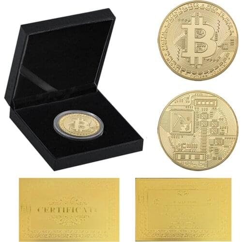 United States Bitcoin Gold Coin Art Collection Gift commemorative US CoinMetal Antique Imitation W/ Luxury Box