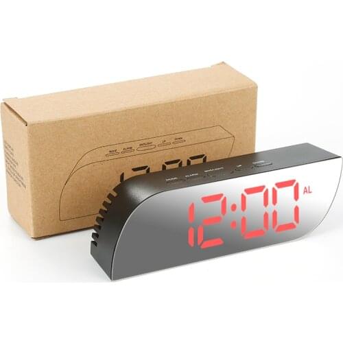 New Digital Mirror Clock LED Alarm Clock Night Lights Battery Use Temperature Snooze Function Desk Clocks Table Clock Home Decor