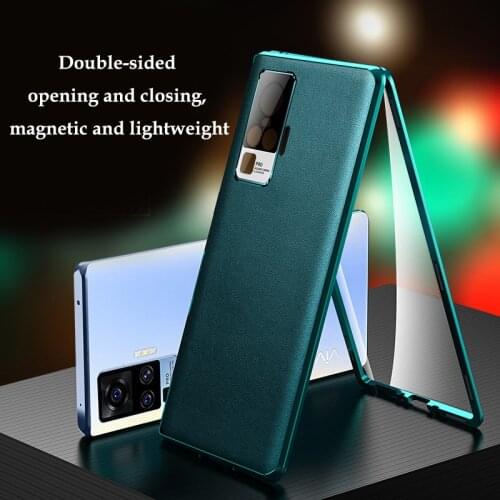 Case for Vivo X50 Pro Plus X50 Pro Metal All-inclusive Magnetic metal Frame PU Leather Version of Double-sided Glass Cover Shell